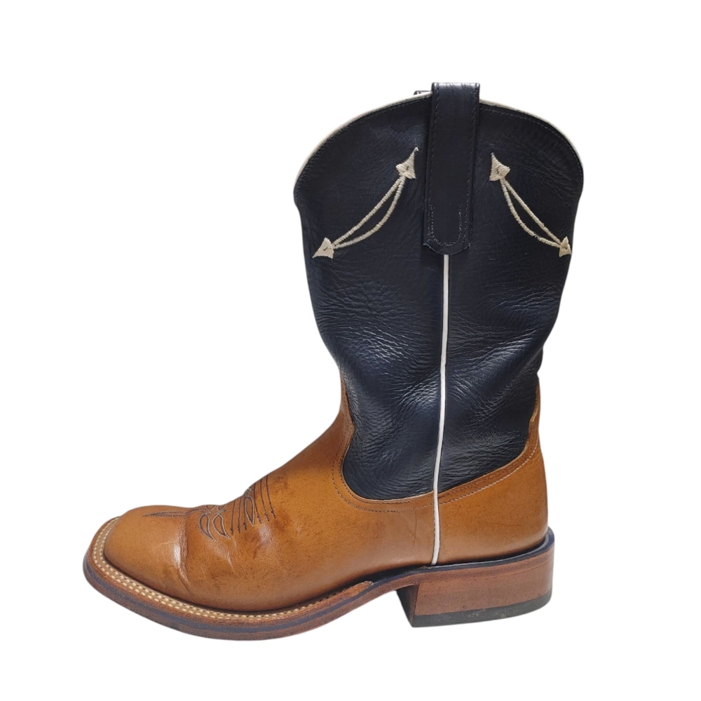 Anderson Bean Navy Brown Leather REWIND to 89 Cowboy Boots Mens Size 6